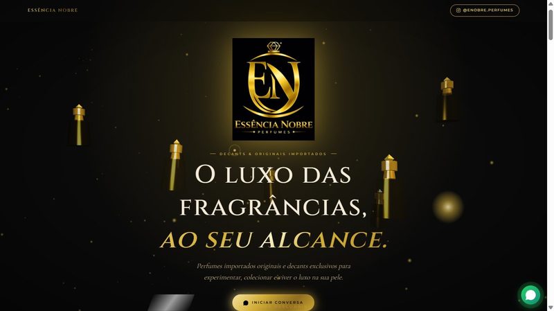 Landing page da Essência Nobre Perfumes
