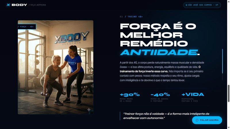 Landing page da XBODY Vila Adyana